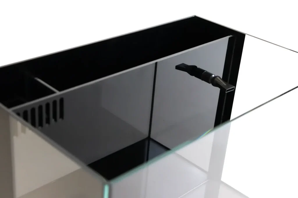 Built in filter chamber of a nano saltwater tank